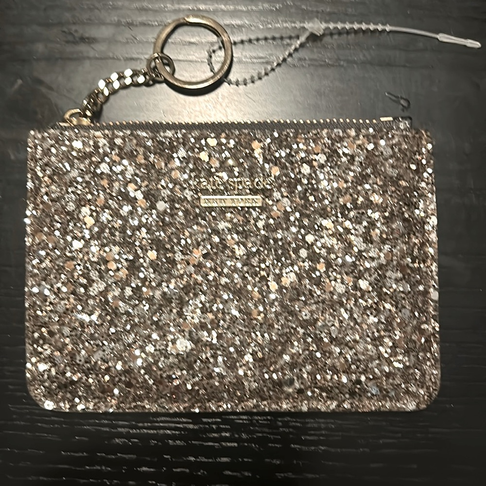 Kate Spade silver & bronze shimmering keychain wristlet.
